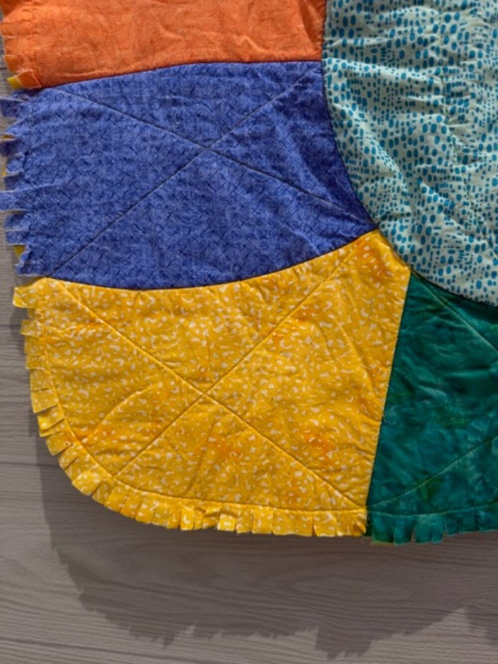 Homemade Small Multicolored Snail Rag Quilt - Picture 11 of 12